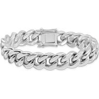 Sterling Silver Rhodium-Plated 8.5" Curb Link Men's Bracelet by Lumare Gioia