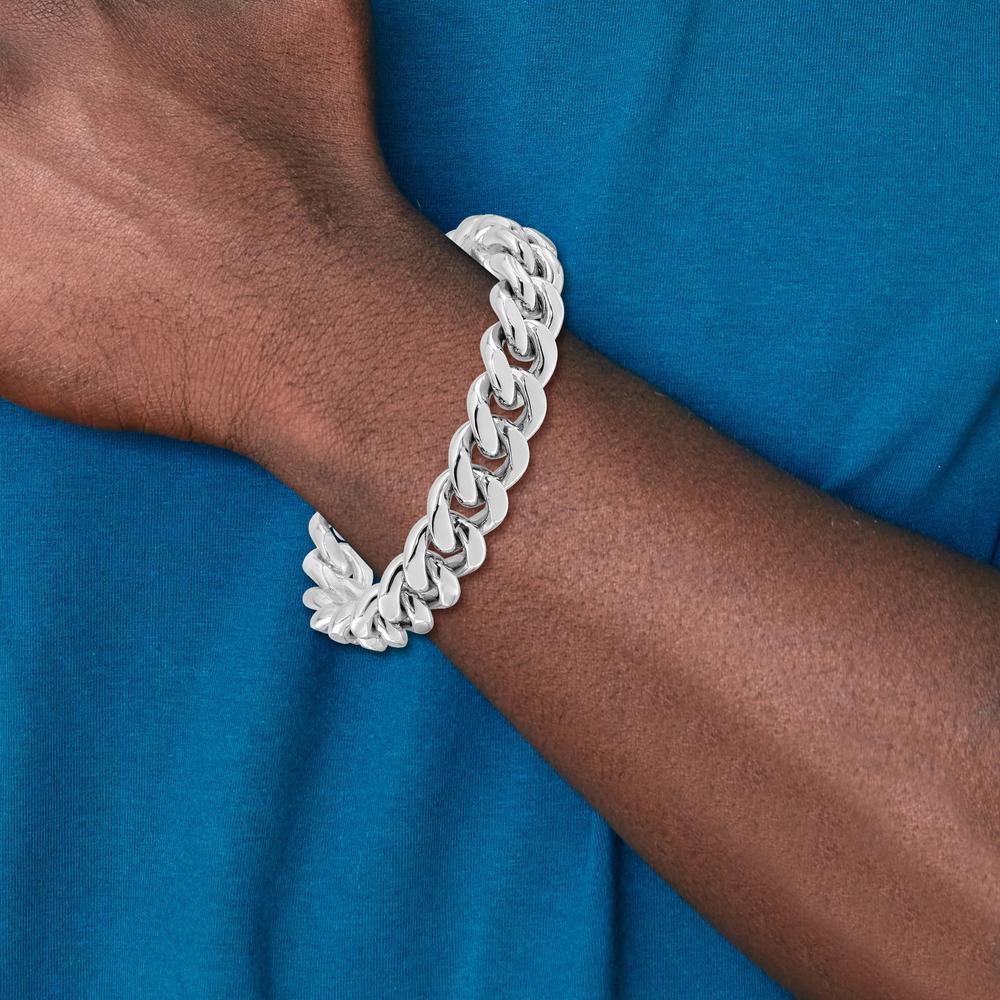 Sterling Silver Rhodium-Plated 8.5" Curb Link Men's Bracelet by Lumare Gioia