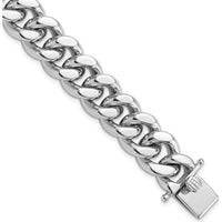 Sterling Silver Rhodium-Plated 8.5in Curb Link Men's Bracelet with Box Clasp by Lumare Gioia