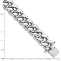 Sterling Silver Rhodium-Plated 8.5in Curb Link Men's Bracelet with Box Clasp by Lumare Gioia