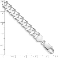 Sterling Silver Rhodium-Plated 8.5mm Beveled Curb Chain Bracelet - 10 Inches by Lumare Gioia