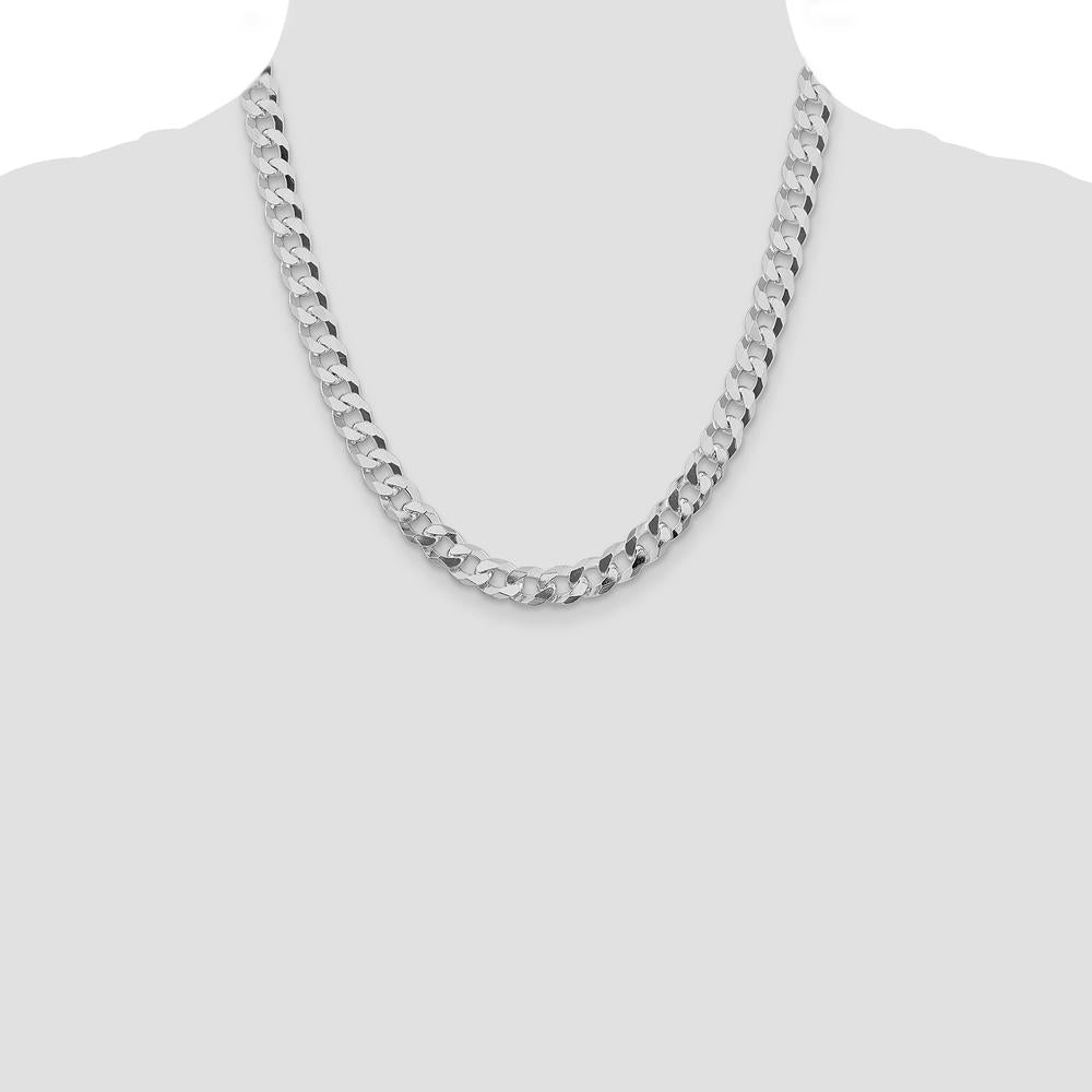 Sterling Silver Rhodium-Plated 8.5mm Beveled Curb Chain Necklace - 20" by Lumare Gioia