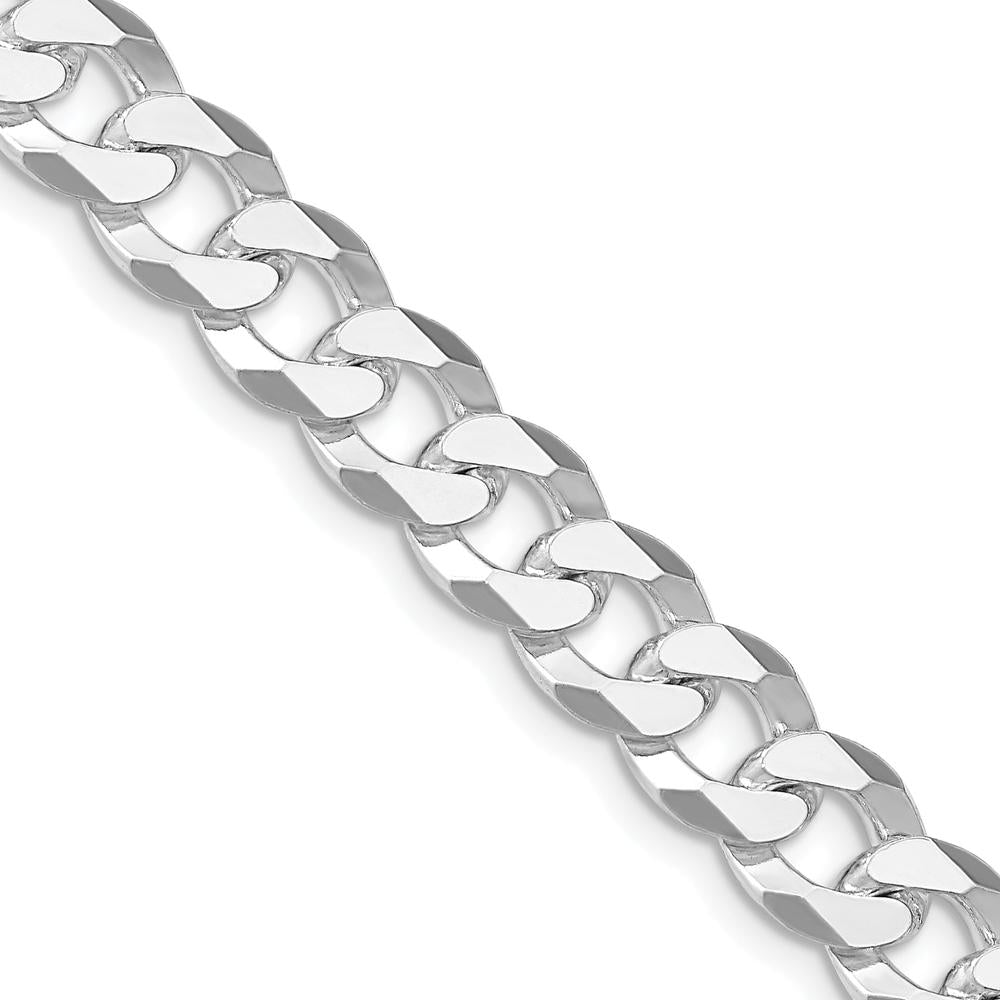 Sterling Silver Rhodium-Plated 8.5mm Beveled Curb Chain Necklace - 26 Inches by Lumare Gioia
