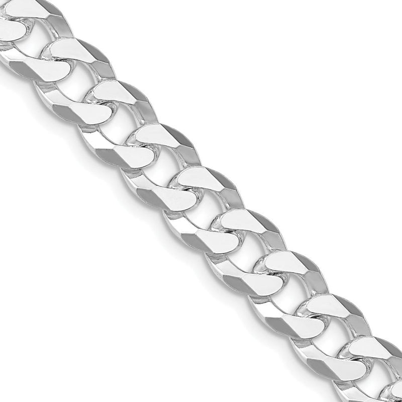 Sterling Silver Rhodium-Plated 8.5mm Beveled Curb Chain Necklace - 26 Inches by Lumare Gioia