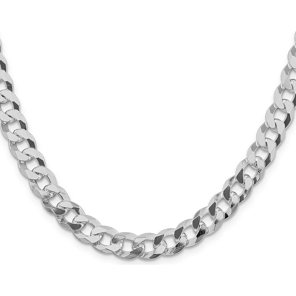 Sterling Silver Rhodium-Plated 8.5mm Beveled Curb Chain Necklace - 26 Inches by Lumare Gioia