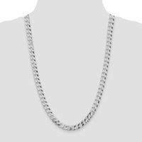 Sterling Silver Rhodium-Plated 8.5mm Beveled Curb Chain Necklace - 26 Inches by Lumare Gioia