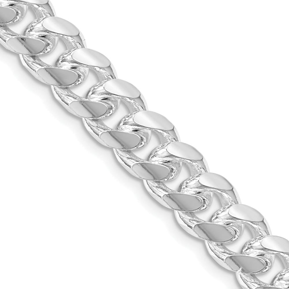Sterling Silver Rhodium-Plated 8.5mm Domed Curb Chain - 22 Inches by Lumare Gioia