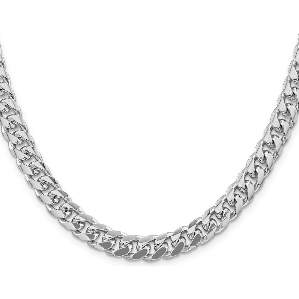 Sterling Silver Rhodium-Plated 8.5mm Domed Curb Chain - 22 Inches by Lumare Gioia