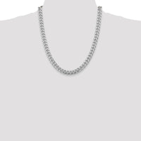 Sterling Silver Rhodium-Plated 8.5mm Domed Curb Chain - 22 Inches by Lumare Gioia