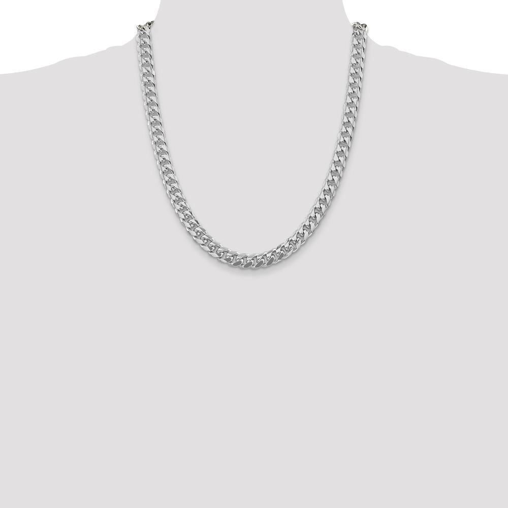 Sterling Silver Rhodium-Plated 8.5mm Domed Curb Chain - 22 Inches by Lumare Gioia