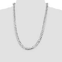 Sterling Silver Rhodium-Plated 8.5mm Flat Curb Chain Necklace - 24 Inches by Lumare Gioia