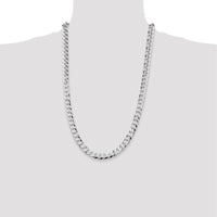 Sterling Silver Rhodium-Plated 8.5mm Flat Curb Chain Necklace - 26 Inches by Lumare Gioia