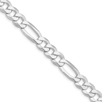 Sterling Silver Rhodium-Plated 8.5mm Lightweight Flat Figaro Chain - 26" Length by Lumare Gioia