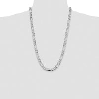 Sterling Silver Rhodium-Plated 8.5mm Lightweight Flat Figaro Chain - 26" Length by Lumare Gioia