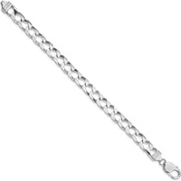 Sterling Silver Rhodium-Plated 8.6mm Diamond-Cut Square Curb Chain Bracelet by Lumare Gioia