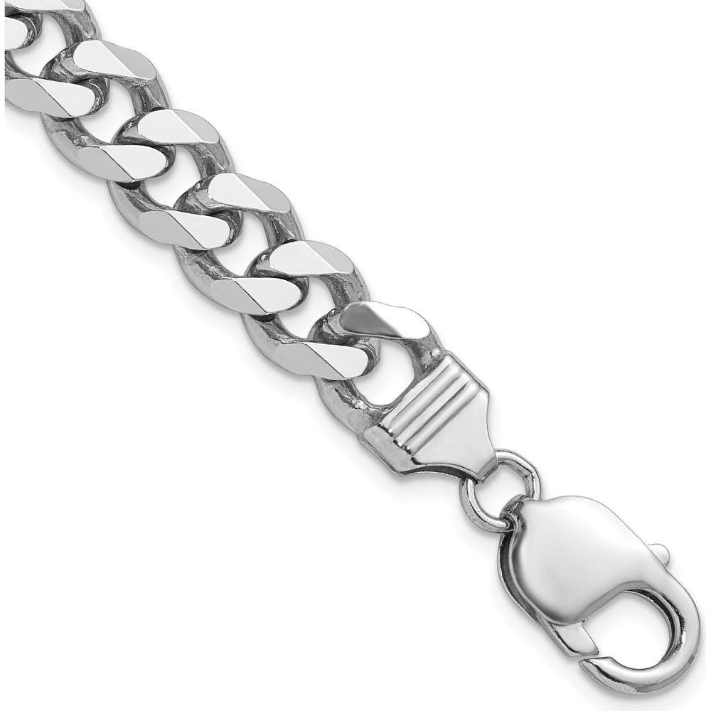 Sterling Silver Rhodium-Plated 8" Curb Chain Bracelet - 9.3mm Width by Lumare Gioia
