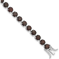Sterling Silver Rhodium-Plated 8-Inch Tennis Bracelet with 30 Natural Garnet Stones - 5mm Each by 0