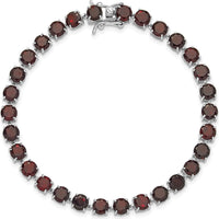 Sterling Silver Rhodium-Plated 8-Inch Tennis Bracelet with 30 Natural Garnet Stones - 5mm Each by 0