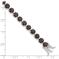 Sterling Silver Rhodium-Plated 8-Inch Tennis Bracelet with 30 Natural Garnet Stones - 5mm Each by 0