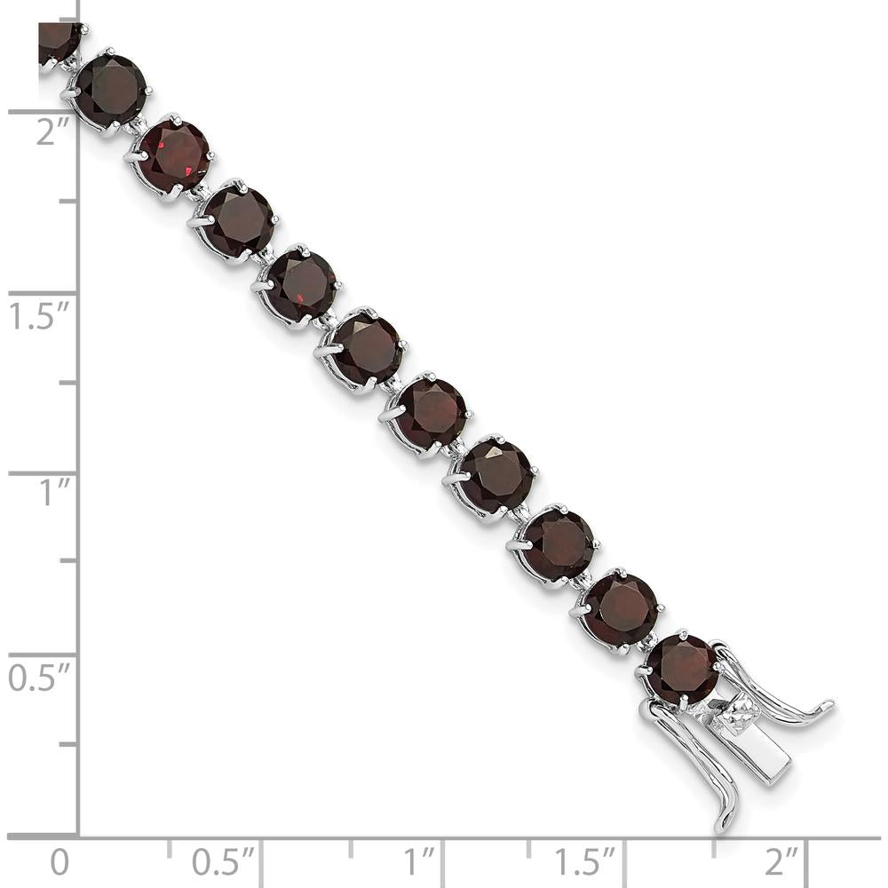 Sterling Silver Rhodium-Plated 8-Inch Tennis Bracelet with 30 Natural Garnet Stones - 5mm Each by 0
