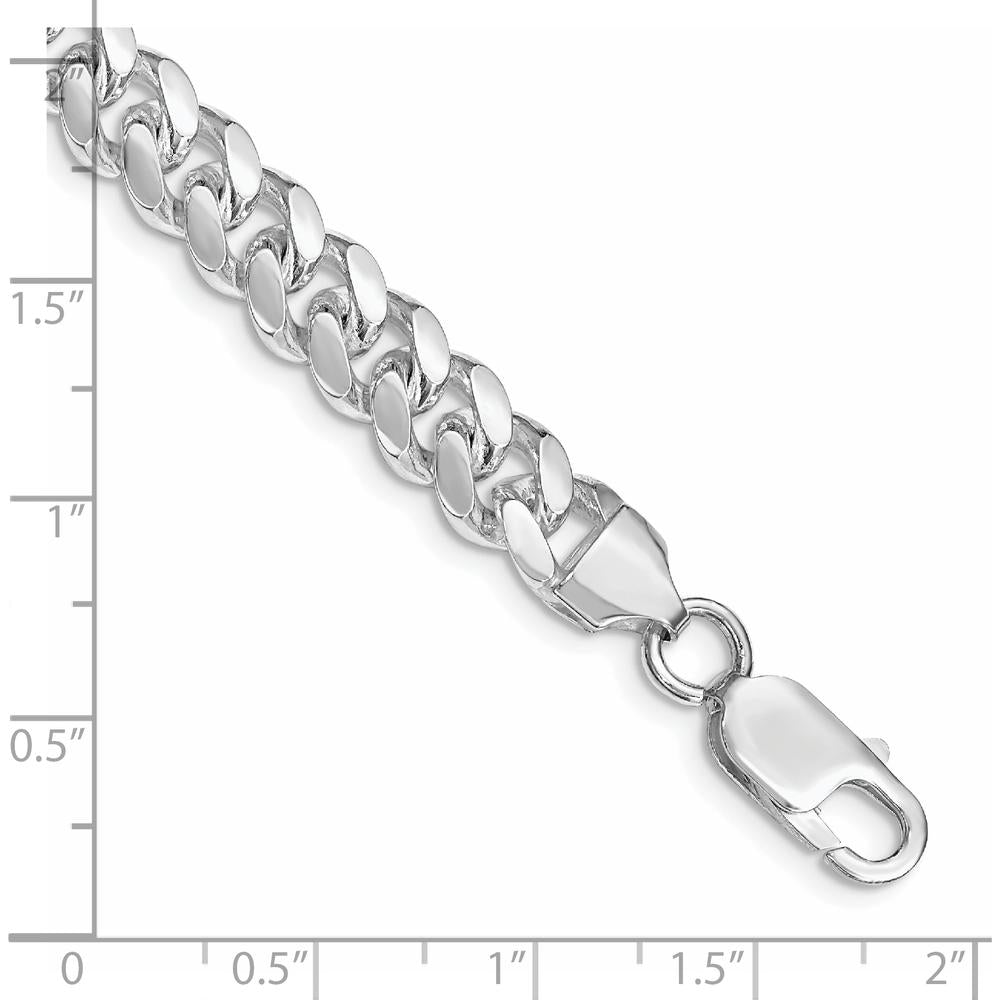 Sterling Silver Rhodium-Plated 8" Polished Domed Curb Chain Bracelet by Lumare Gioia
