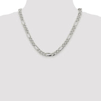 Sterling Silver Rhodium-Plated 8mm Flat Figaro Chain Necklace - 20 Inches by Lumare Gioia