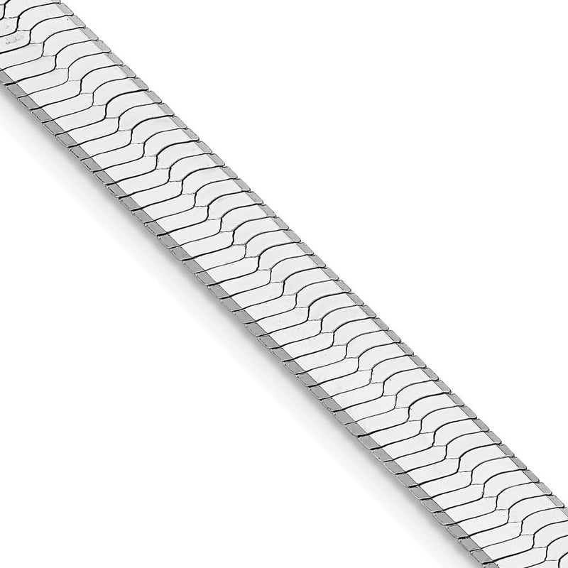 Sterling Silver Rhodium-Plated 8mm Herringbone Chain Necklace - 20 Inches by Lumare Gioia