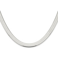 Sterling Silver Rhodium-Plated 8mm Herringbone Chain Necklace - 20 Inches by Lumare Gioia