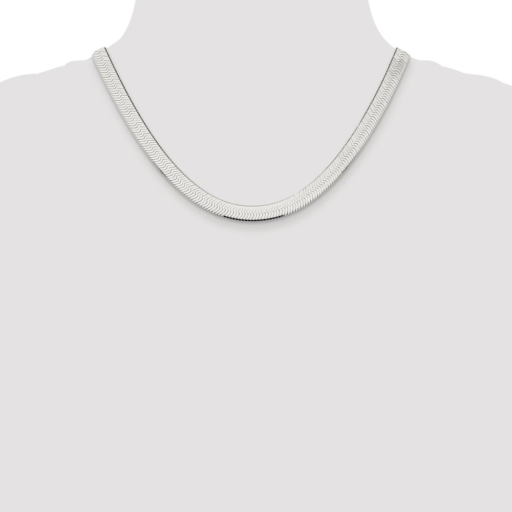 Sterling Silver Rhodium-Plated 8mm Magic Herringbone Chain - 18", Polished Finish by Lumare Gioia