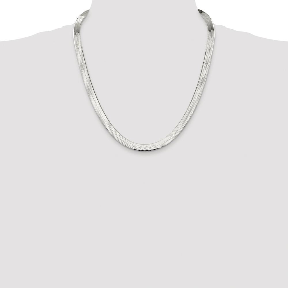 Sterling Silver Rhodium-Plated 8mm Magic Herringbone Chain - 22 Inches by Lumare Gioia
