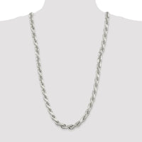 Sterling Silver Rhodium-Plated 9.0mm Diamond-Cut Rope Chain - 30 Inches by Lumare Gioia
