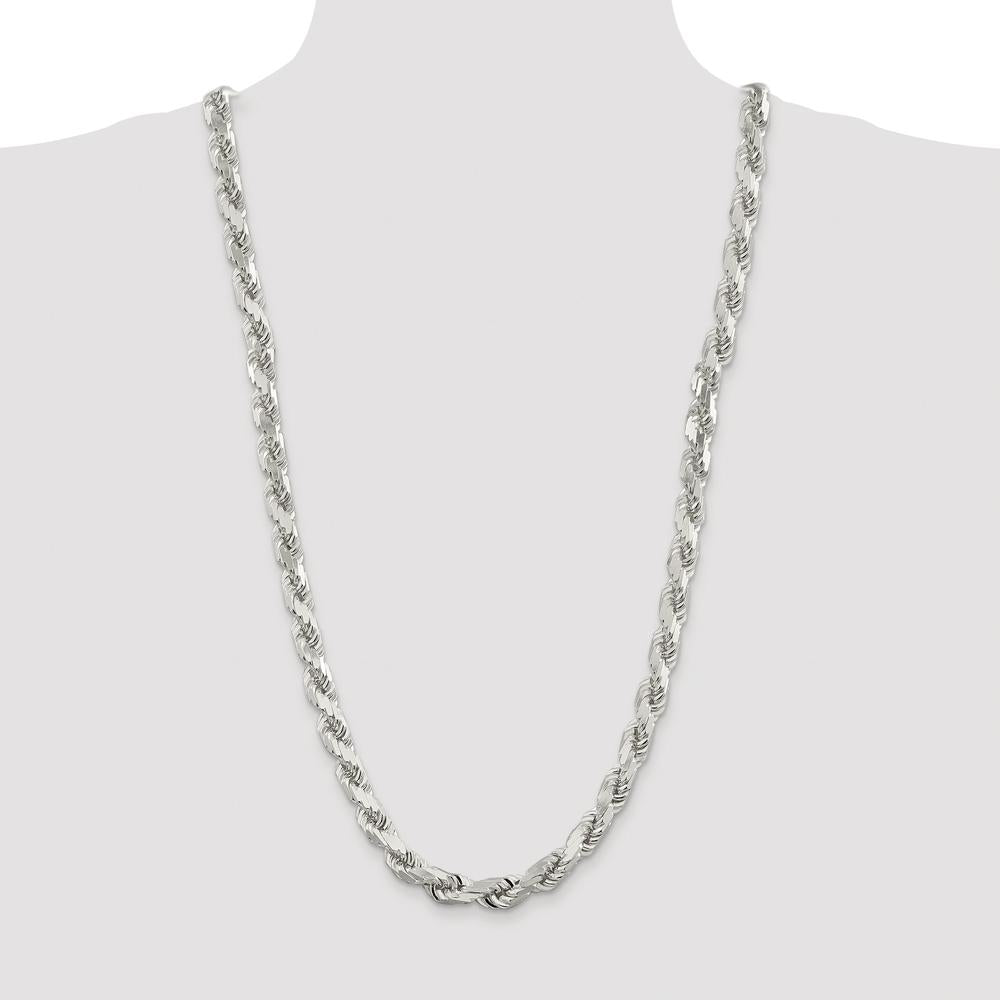 Sterling Silver Rhodium-Plated 9.0mm Diamond-Cut Rope Chain - 30 Inches by Lumare Gioia