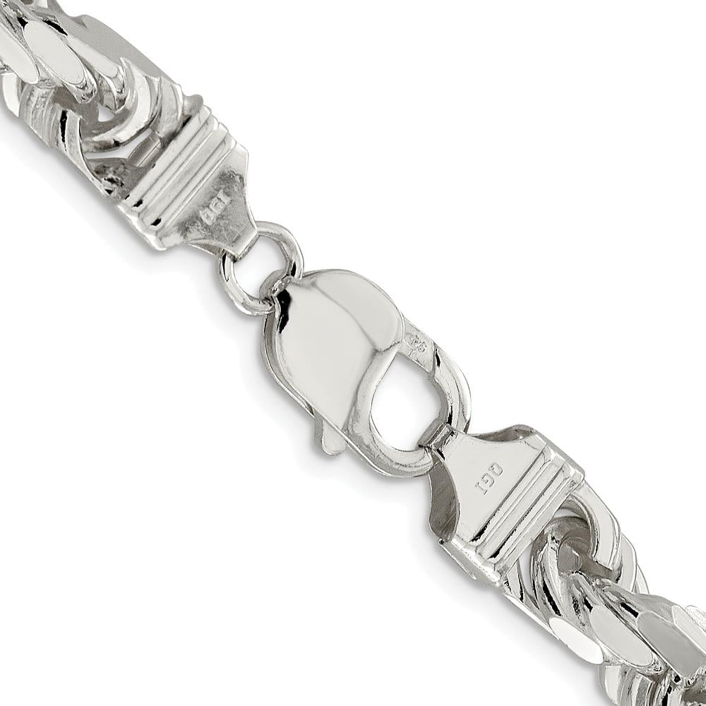 Sterling Silver Rhodium-Plated 9.0mm Diamond-Cut Rope Chain Necklace - 22" Length by Lumare Gioia