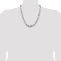 Sterling Silver Rhodium-Plated 9.0mm Diamond-Cut Rope Chain Necklace - 22" Length by Lumare Gioia
