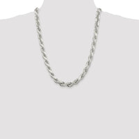 Sterling Silver Rhodium-Plated 9.0mm Diamond-Cut Rope Chain Necklace - 24" Length by Lumare Gioia