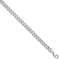 Sterling Silver Rhodium-Plated 9.3mm Curb Chain Bracelet with Lobster Clasp by Lumare Gioia