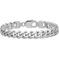 Sterling Silver Rhodium-Plated 9.3mm Curb Chain Bracelet with Lobster Clasp by Lumare Gioia