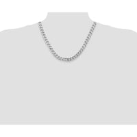Sterling Silver Rhodium-Plated 9.3mm Curb Chain Necklace - 20 Inches by Lumare Gioia