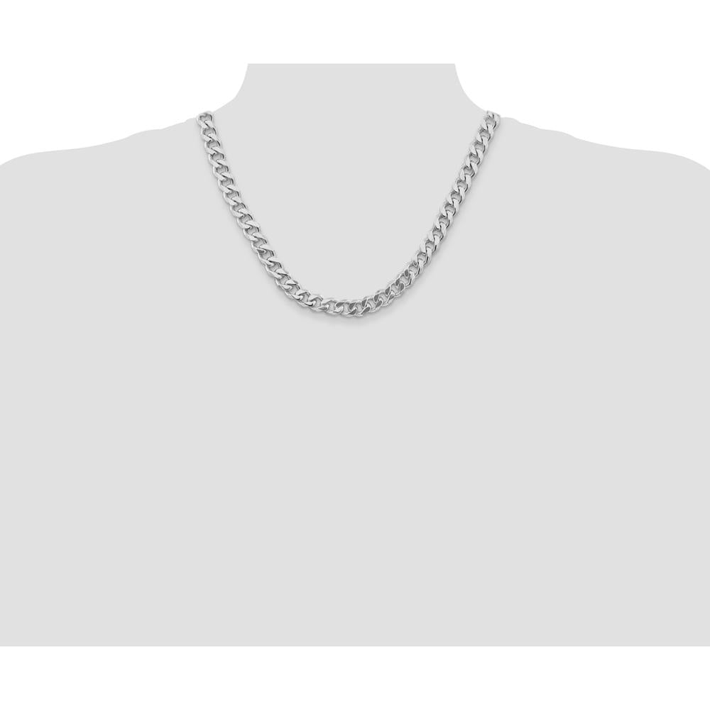 Sterling Silver Rhodium-Plated 9.3mm Curb Chain Necklace - 20 Inches by Lumare Gioia