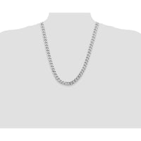 Sterling Silver Rhodium-Plated 9.3mm Curb Chain Necklace - 24 inches by Lumare Gioia