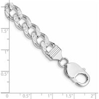 Sterling Silver Rhodium-Plated 9.3mm Pavé Curb Chain Bracelet - 8 inch Length by Lumare Gioia