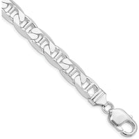 Sterling Silver Rhodium-Plated 9.5mm Flat Anchor Chain Bracelet - 8 inches by Lumare Gioia