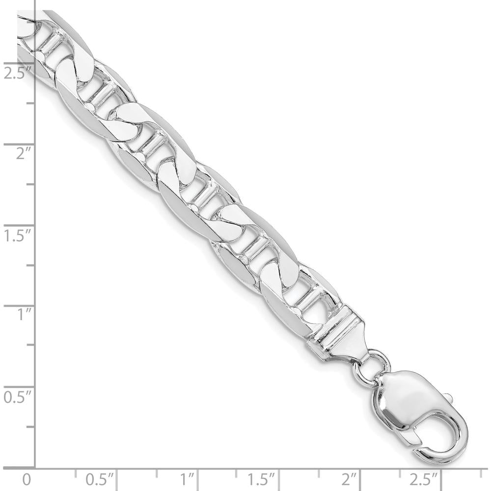 Sterling Silver Rhodium-Plated 9.5mm Flat Anchor Chain Bracelet - 8 inches by Lumare Gioia