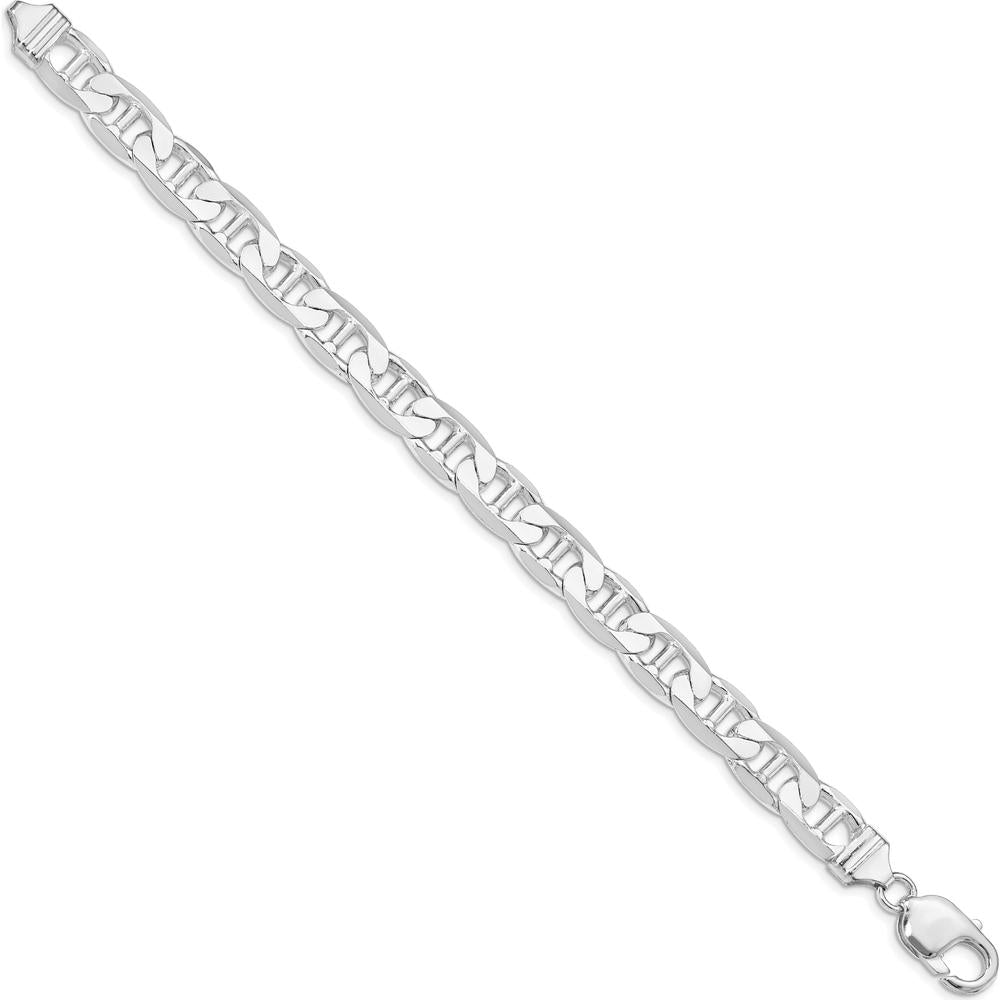 Sterling Silver Rhodium-Plated 9.5mm Flat Anchor Chain Bracelet - 9" Length by Lumare Gioia