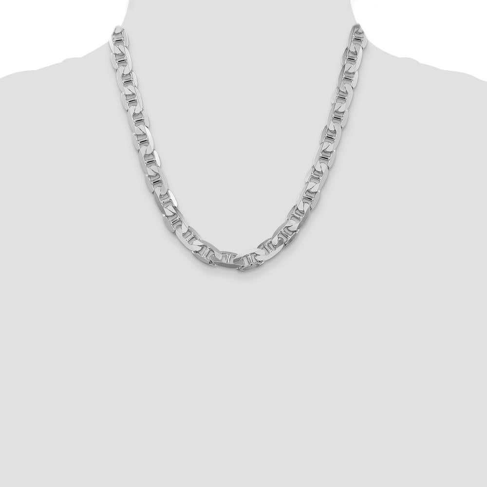 Sterling Silver Rhodium-Plated 9.5mm Flat Anchor Chain Necklace - 20 Inches by Lumare Gioia