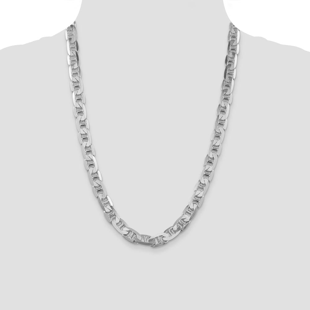 Sterling Silver Rhodium-Plated 9.5mm Flat Anchor Chain Necklace - 24 inches by Lumare Gioia