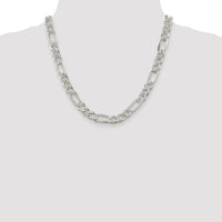 Sterling Silver Rhodium-Plated 9.5mm Pavé Flat Figaro Chain Necklace - 20 inches by Lumare Gioia