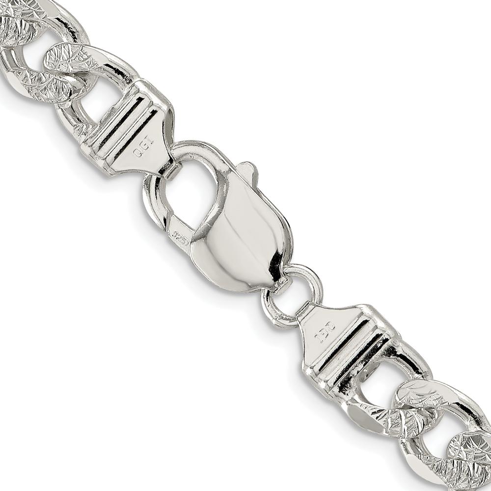 Sterling Silver Rhodium-Plated 9.5mm Pavé Flat Figaro Chain Necklace - 22 Inches in Length by Lumare Gioia