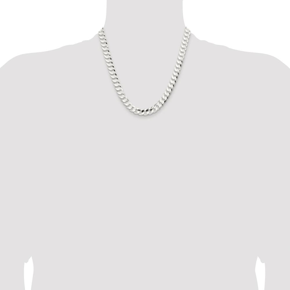 Sterling Silver Rhodium-Plated 9.75mm Concave Beveled Curb Chain - 20 inches by Lumare Gioia