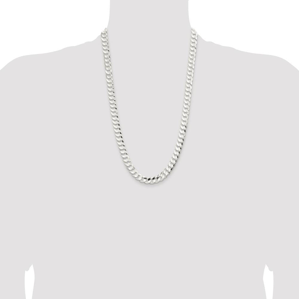 Sterling Silver Rhodium-Plated 9.75mm Concave Beveled Curb Chain - 26 inches by Lumare Gioia